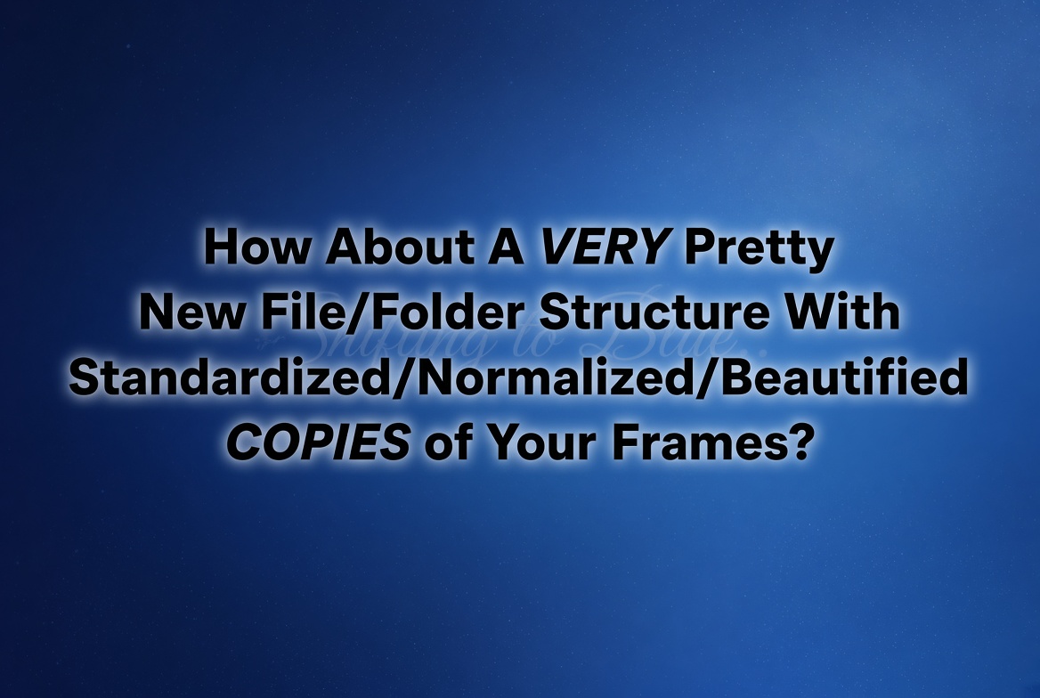 How about a very pretty new file and folder structure with standardized, normalized, beautified copies of your frames?